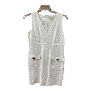 Michael Micheal Kors Womens Textured Floral Sleeveless Mini Dress White Size 10